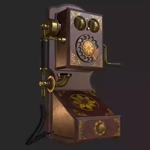 Old Antique Wall Telephone PBR Low-poly 3D model