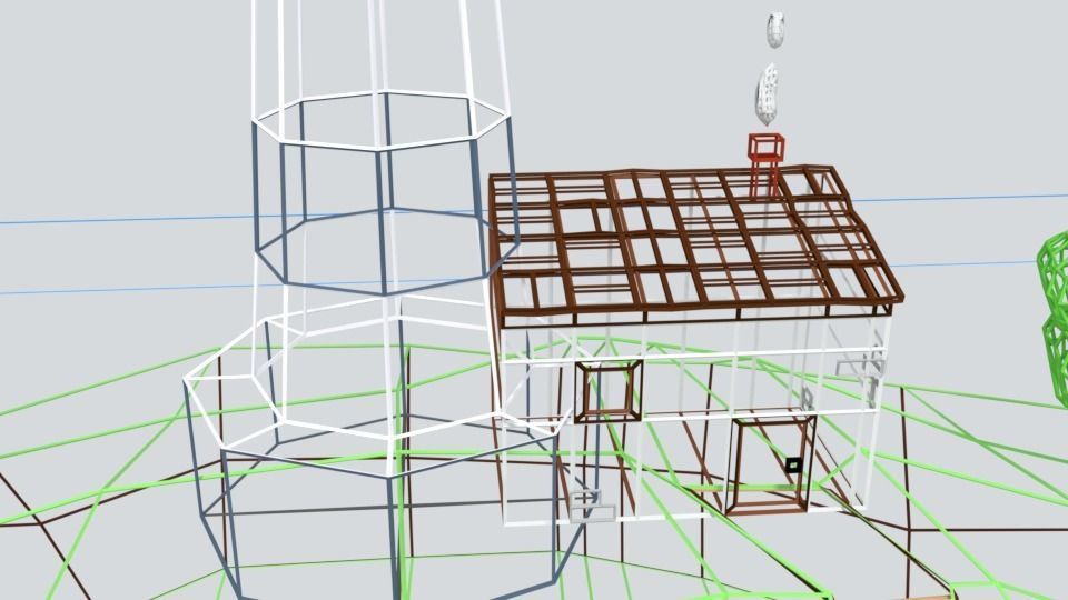 Low Poly Cartoon Lighthouse Island Scene Low-poly 3D model_19