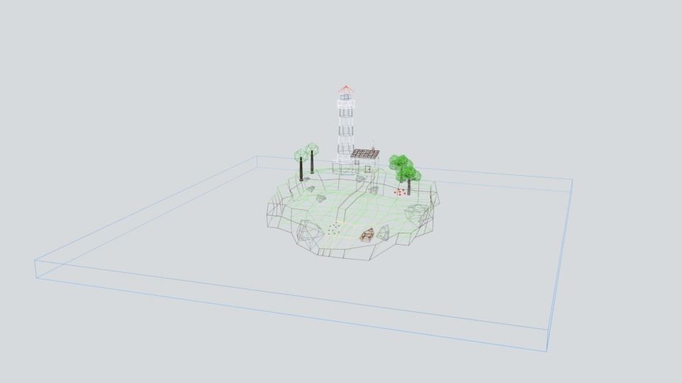 Low Poly Cartoon Lighthouse Island Scene Low-poly 3D model_22