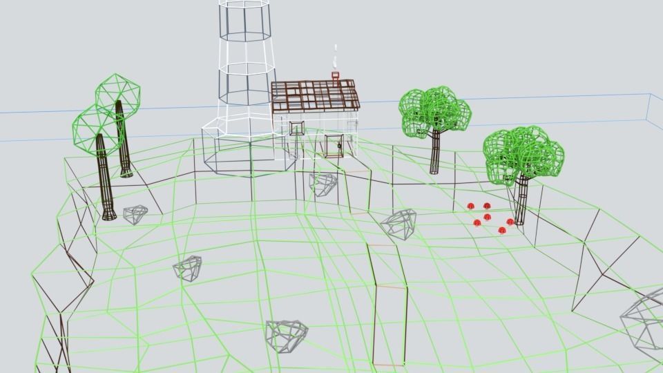 Low Poly Cartoon Lighthouse Island Scene Low-poly 3D model_16