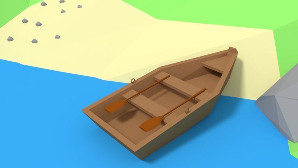 Low Poly Cartoon Lighthouse Island Scene Low-poly 3D model_7