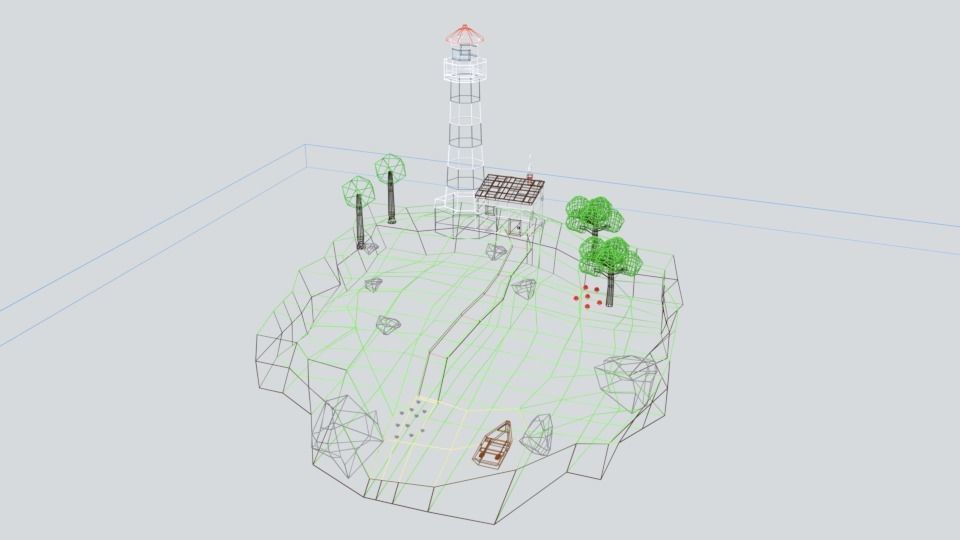 Low Poly Cartoon Lighthouse Island Scene Low-poly 3D model_15