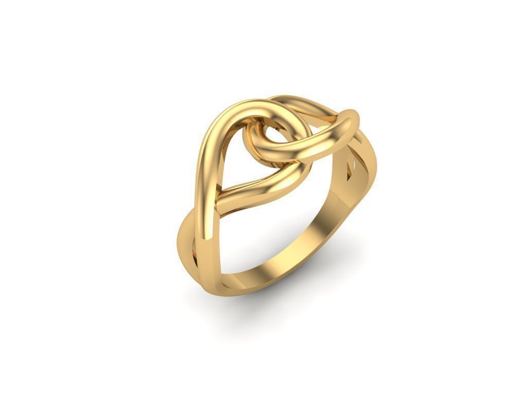 Ex-64 sterling silver ring with intertwined knot 3D print model_1