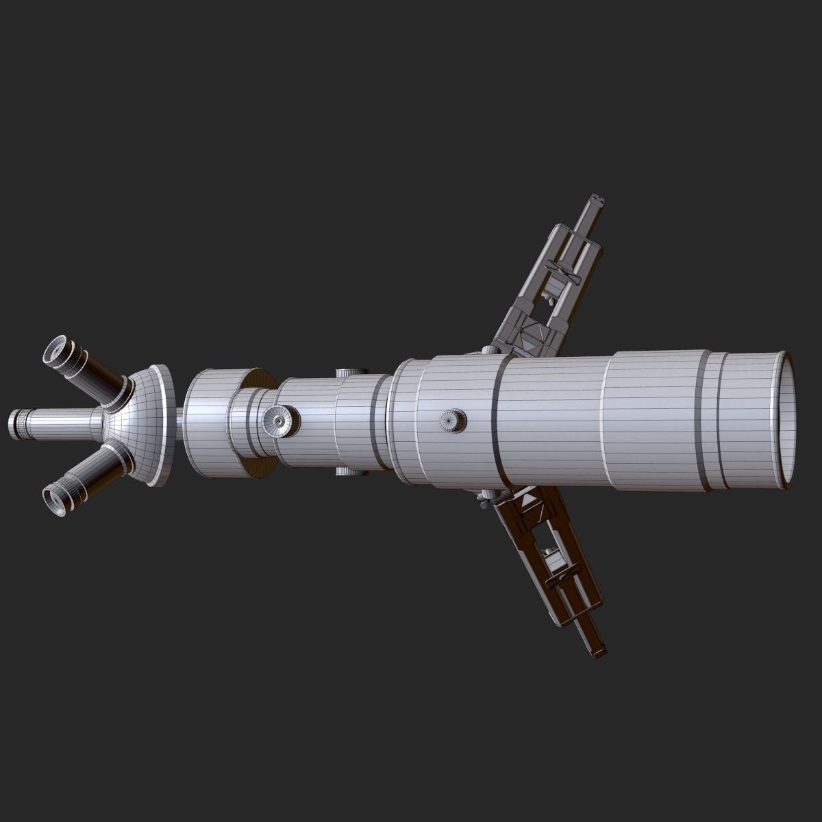 Old Antique Telescope PBR Low-poly 3D model_11