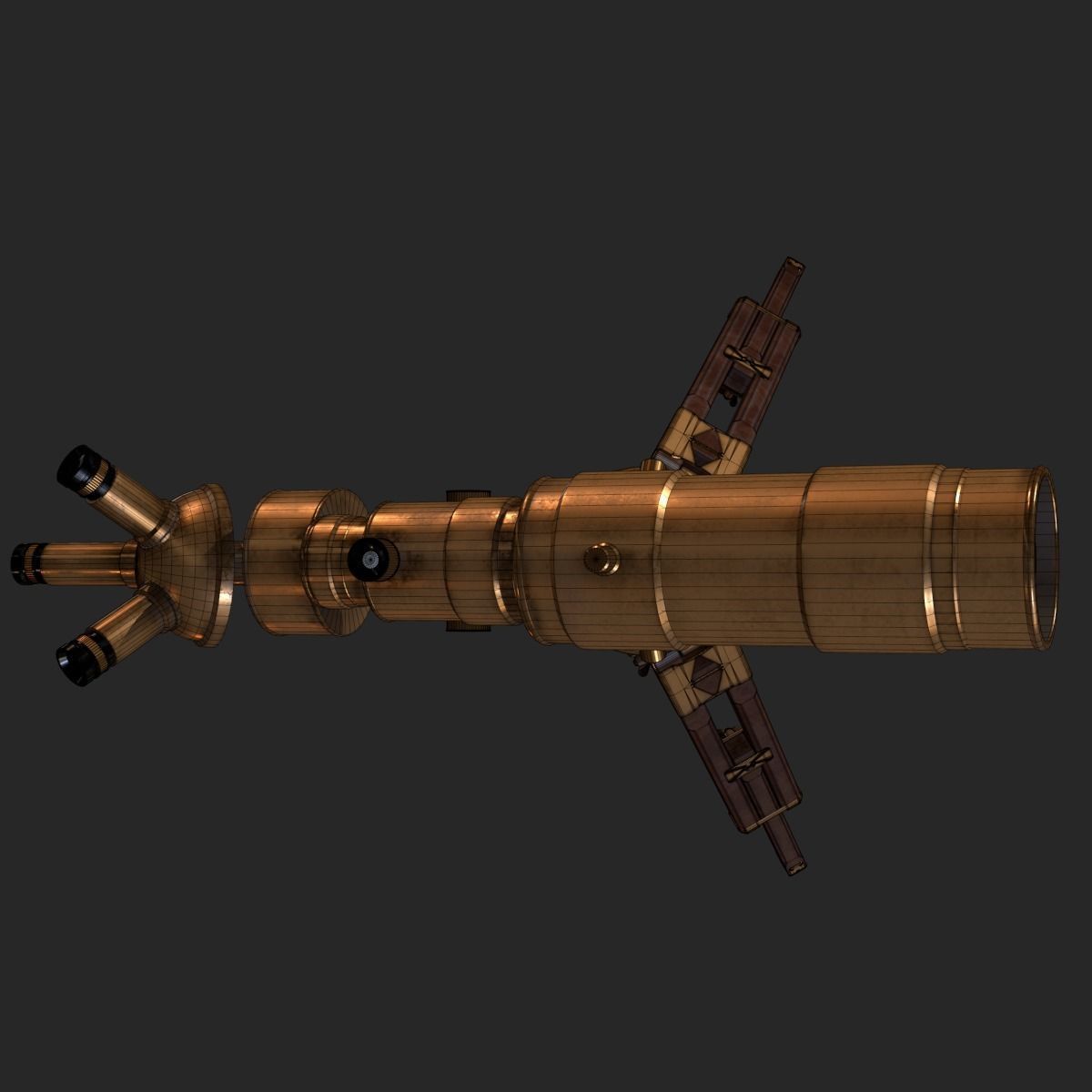 Old Antique Telescope PBR Low-poly 3D model_12