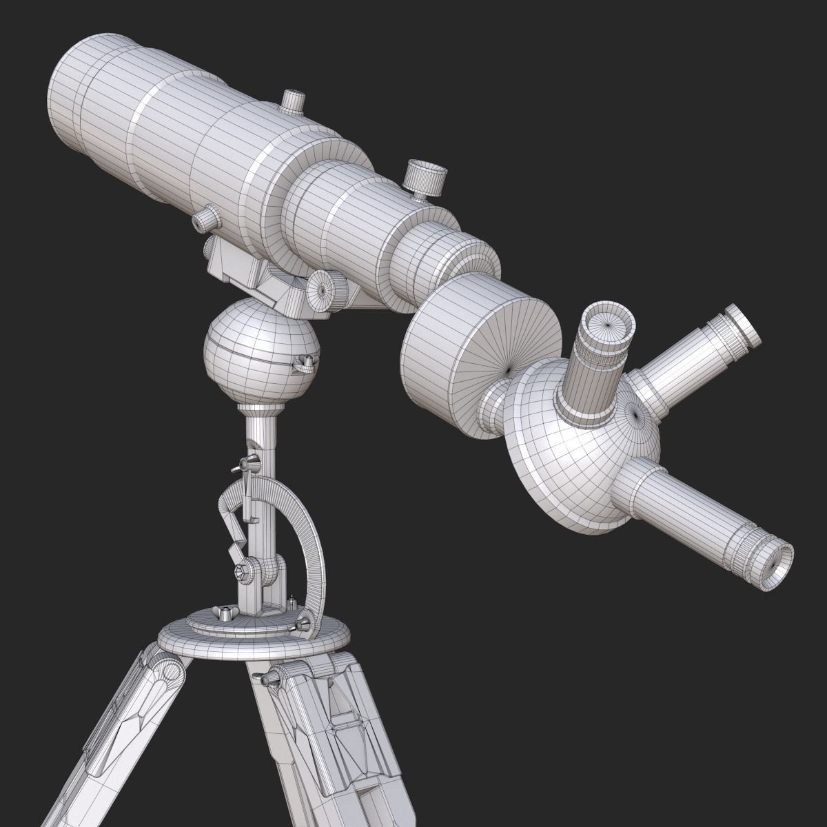 Old Antique Telescope PBR Low-poly 3D model_17