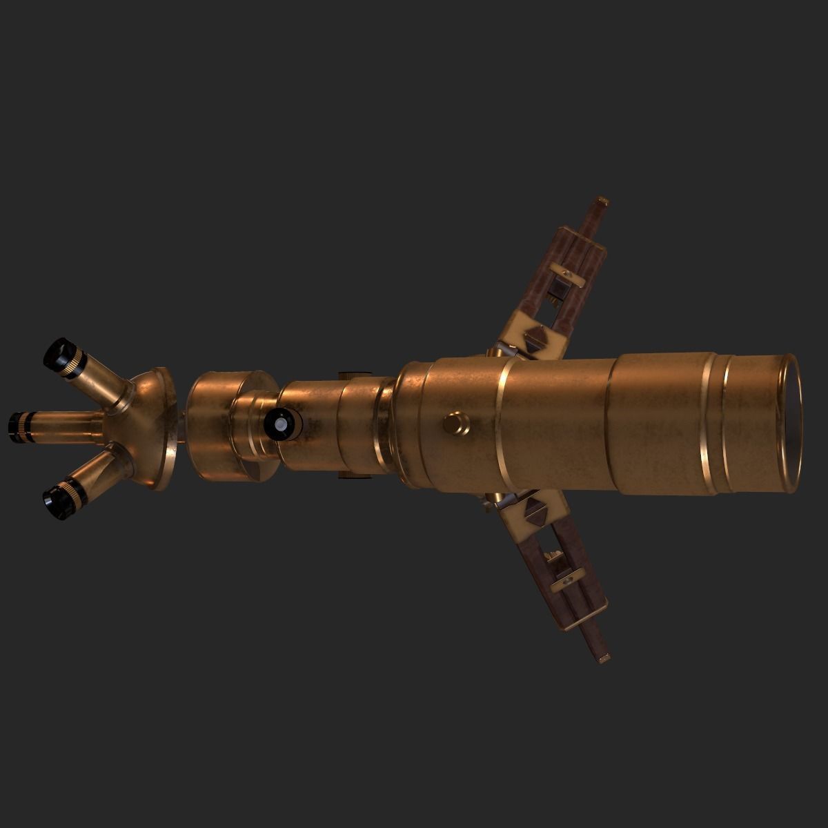 Old Antique Telescope PBR Low-poly 3D model_10