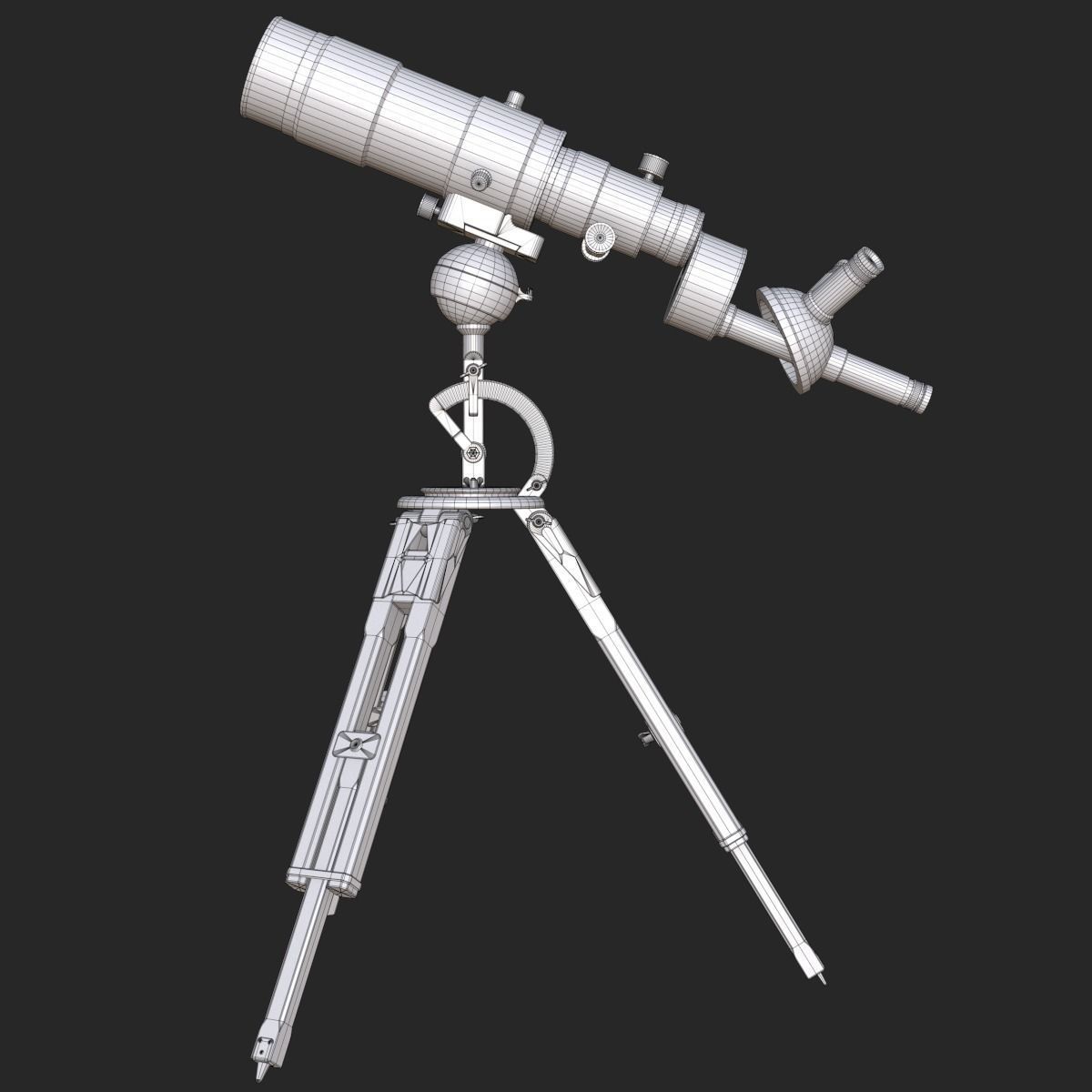 Old Antique Telescope PBR Low-poly 3D model_14