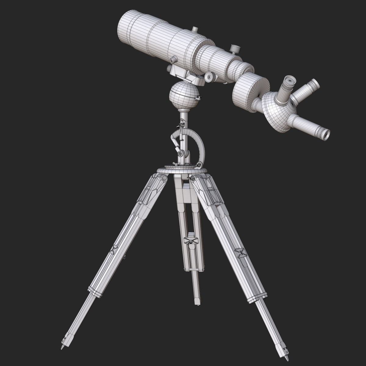 Old Antique Telescope PBR Low-poly 3D model_8