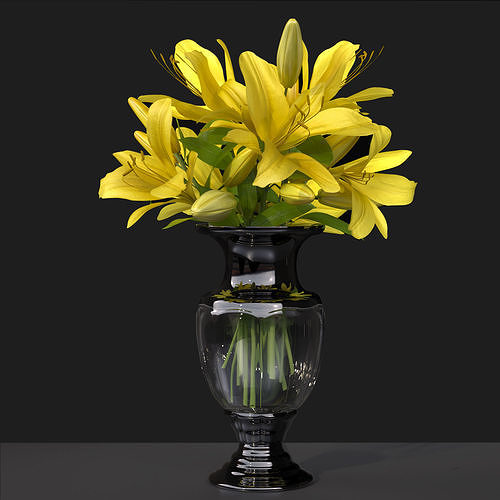 Yellow Lily Vase general decor for interior architecture design 3D model