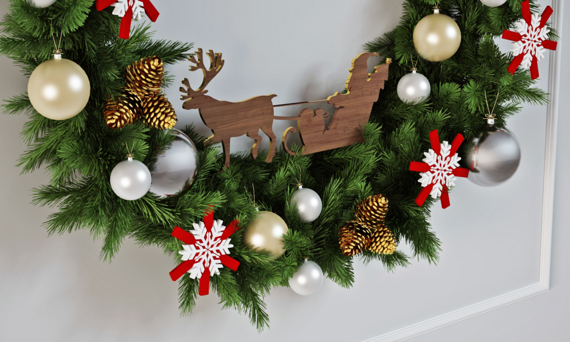 Christmas Wreath 3D model_3