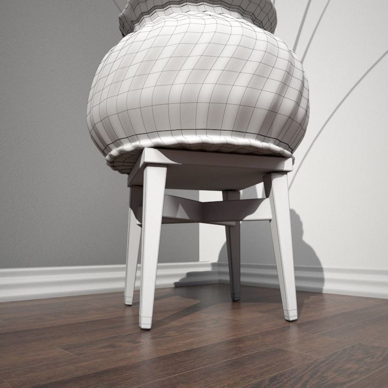 Stool and Pots with Plants 3D model_16