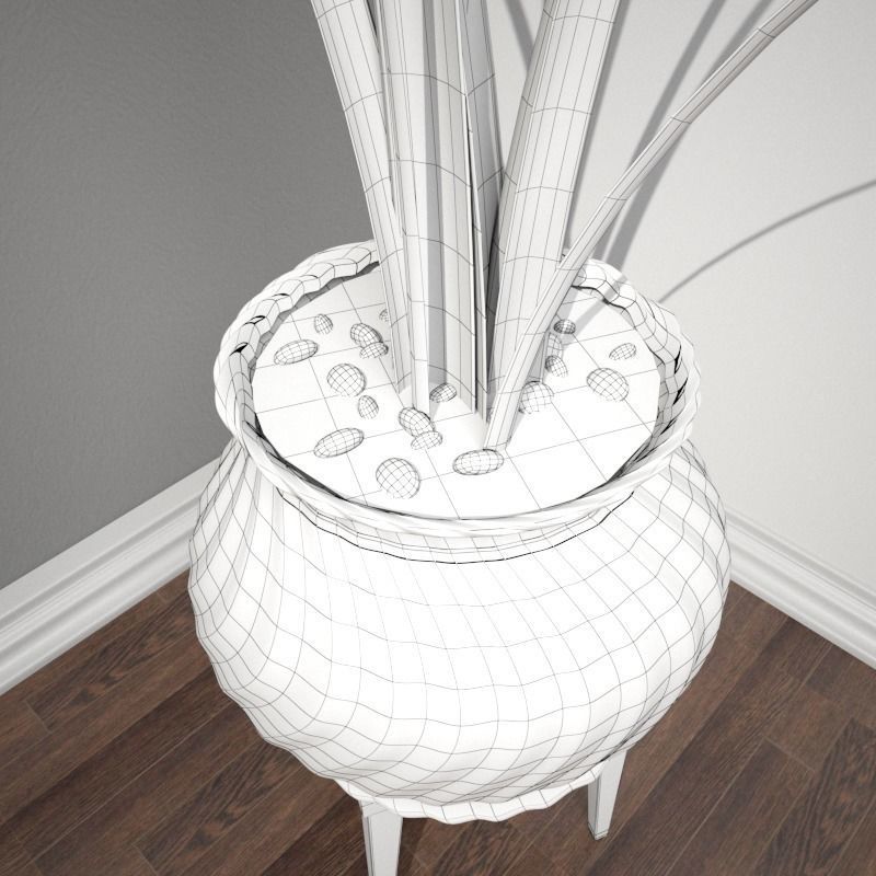 Stool and Pots with Plants 3D model_17