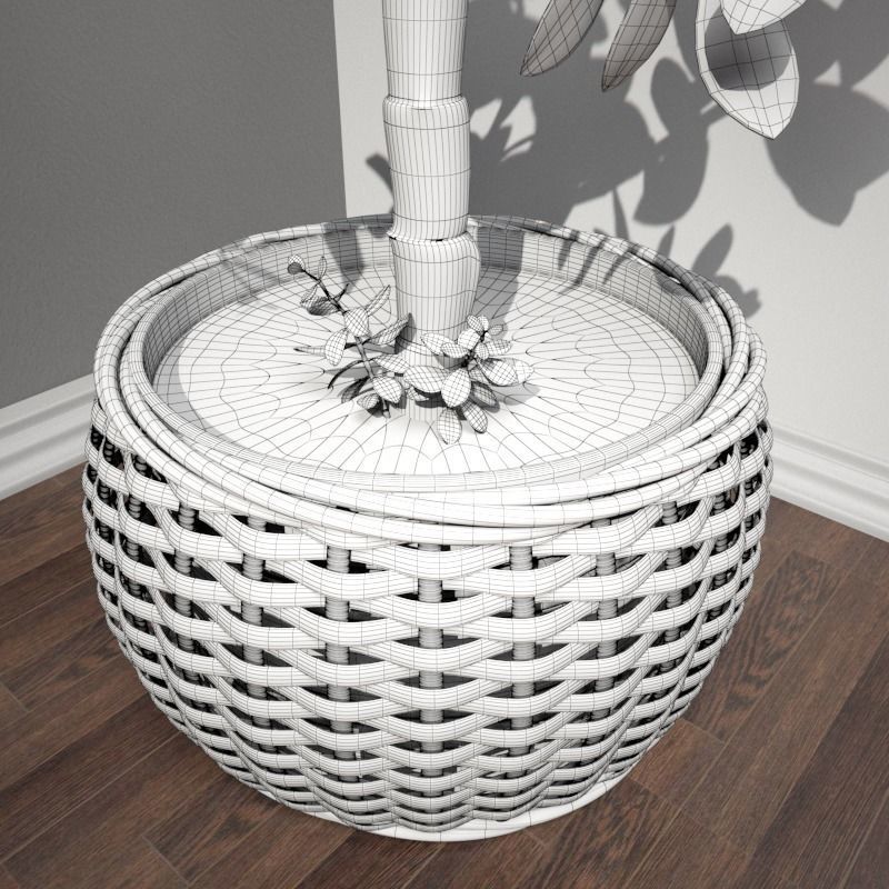 Stool and Pots with Plants 3D model_11