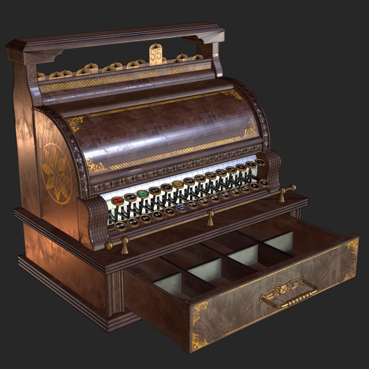 3D model Old Antique Cash Register PBR VR / AR / lowpoly CGTrader
