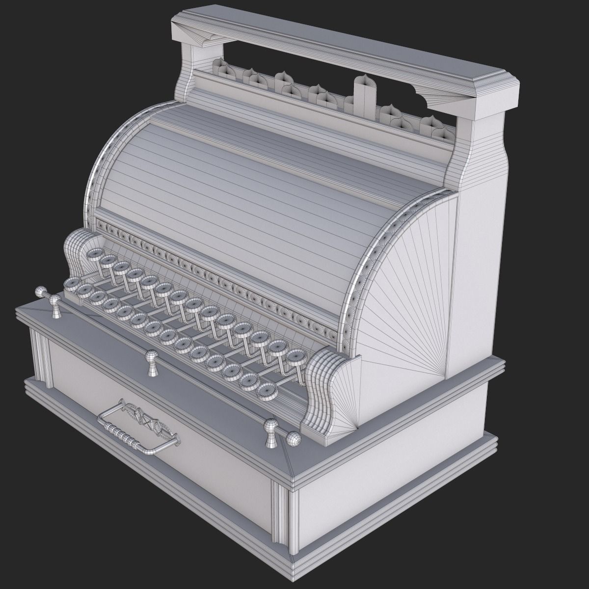 Old Antique Cash Register PBR Low-poly 3D model_8