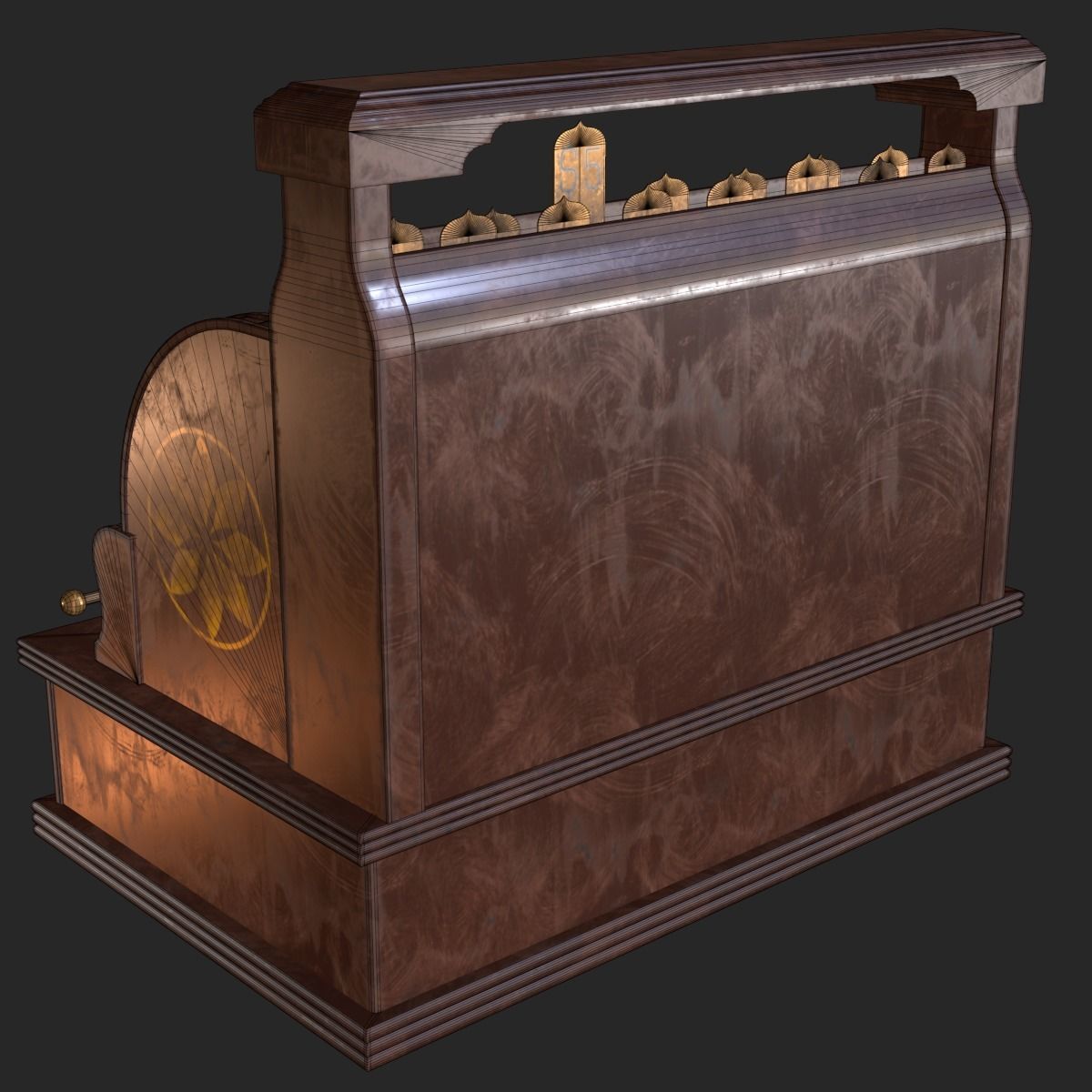 Old Antique Cash Register PBR Low-poly 3D model_15