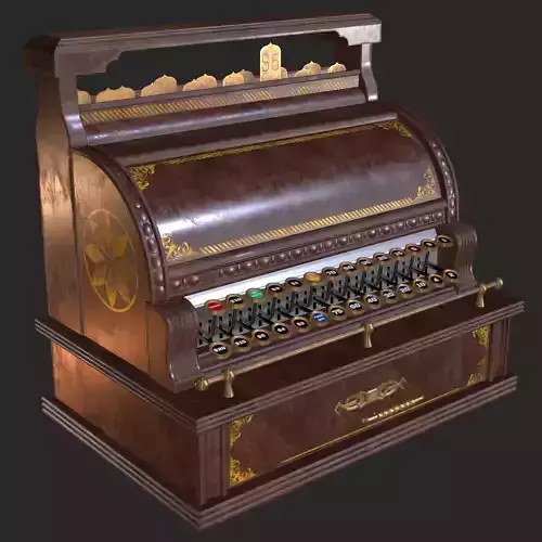 Old Antique Cash Register PBR Low-poly 3D model