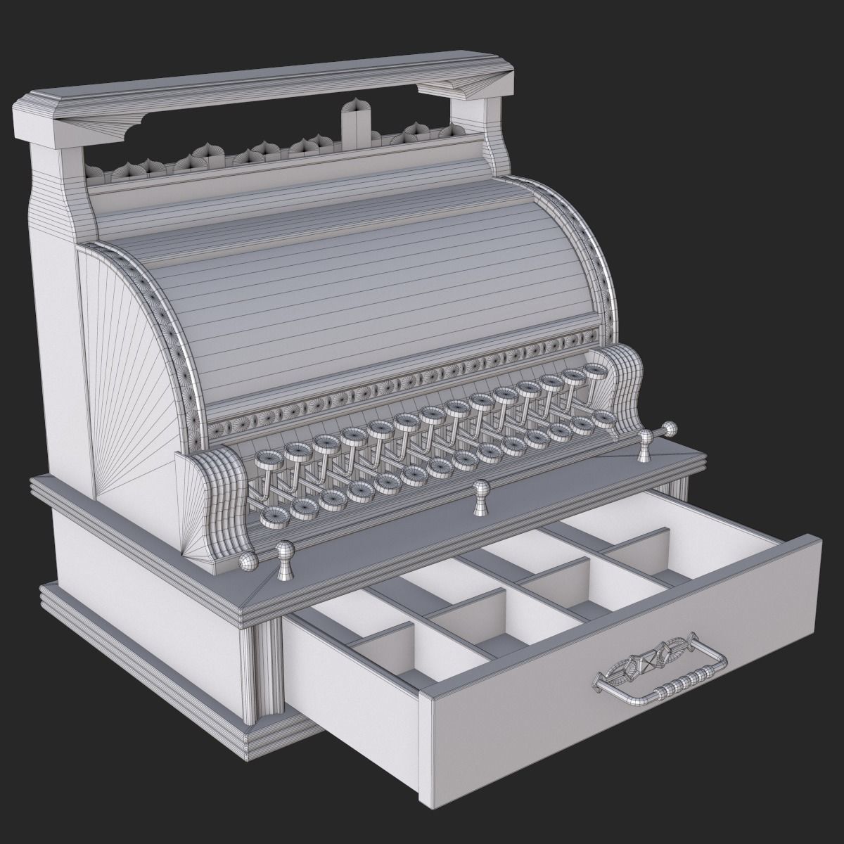 Old Antique Cash Register PBR Low-poly 3D model_11
