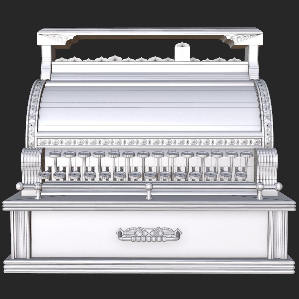 Old Antique Cash Register PBR Low-poly 3D model_17