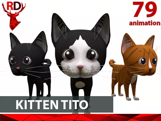 Cute Kitten Tito Low-poly 3D model_0