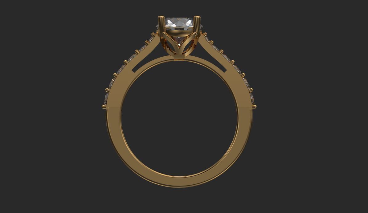 Solitaire ring 3D print model_1