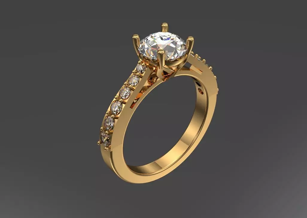 Solitaire ring 3D print model_0