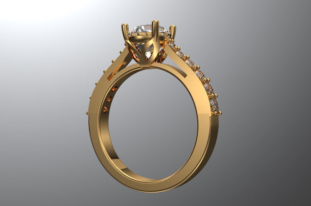 Solitaire ring 3D print model_3