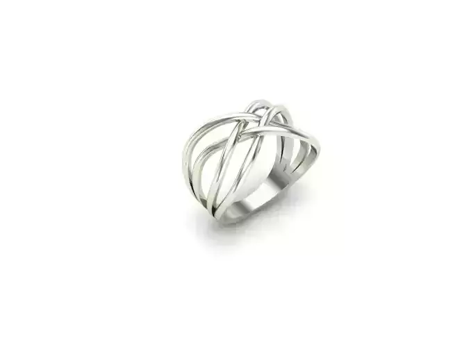 Ex-68 sterling silver ring with three intertwined lines