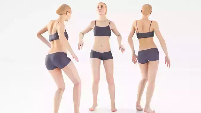 Scan sporty female rigged 01 Low-poly 3D model