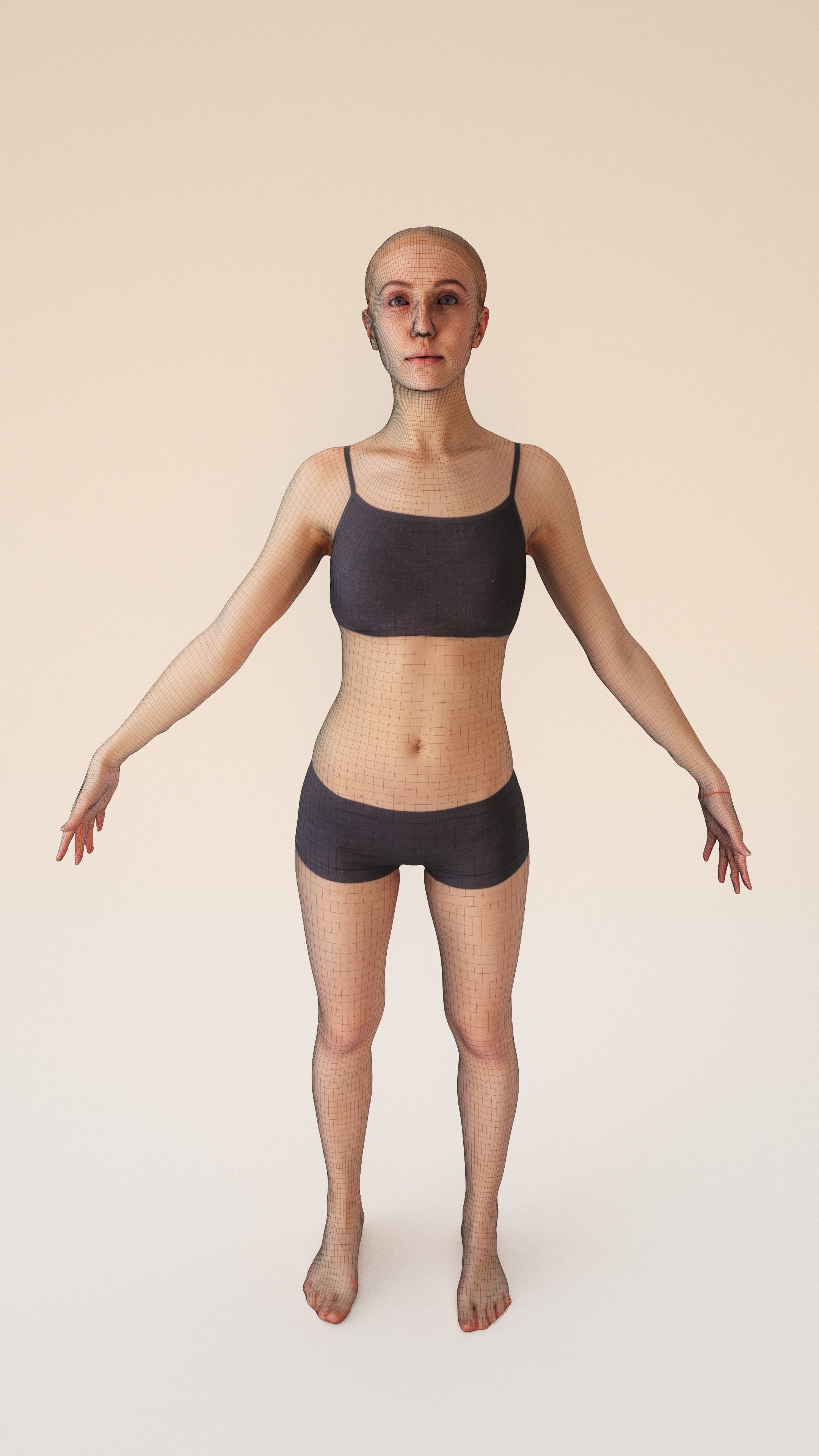 Scan sporty female rigged 01 Low-poly 3D model_8