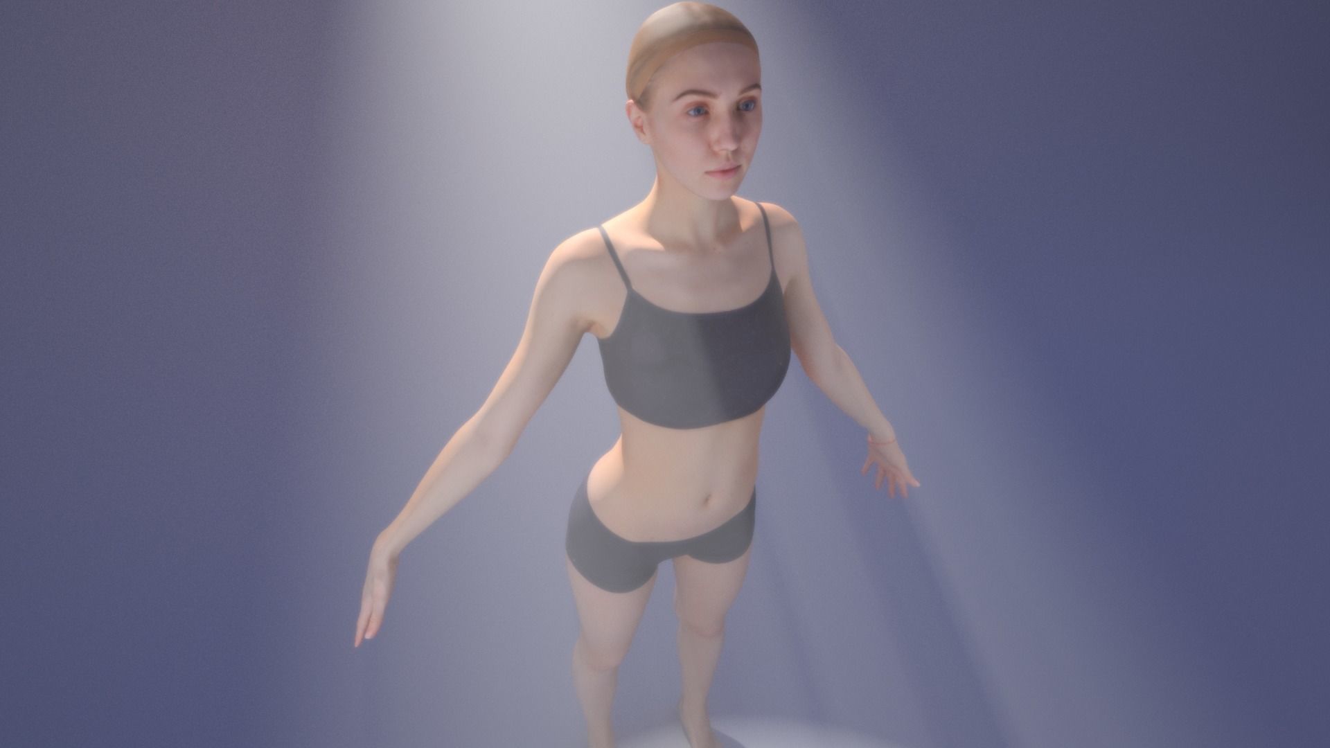 Scan sporty female rigged 01 Low-poly 3D model_4