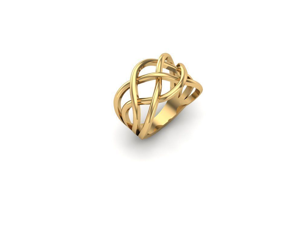 Ex-69 sterling silver ring with intertwined design 3D print model_1