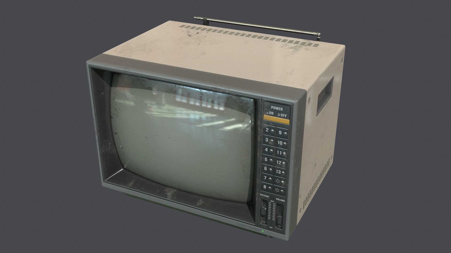 Television retro Low-poly 3D model_7