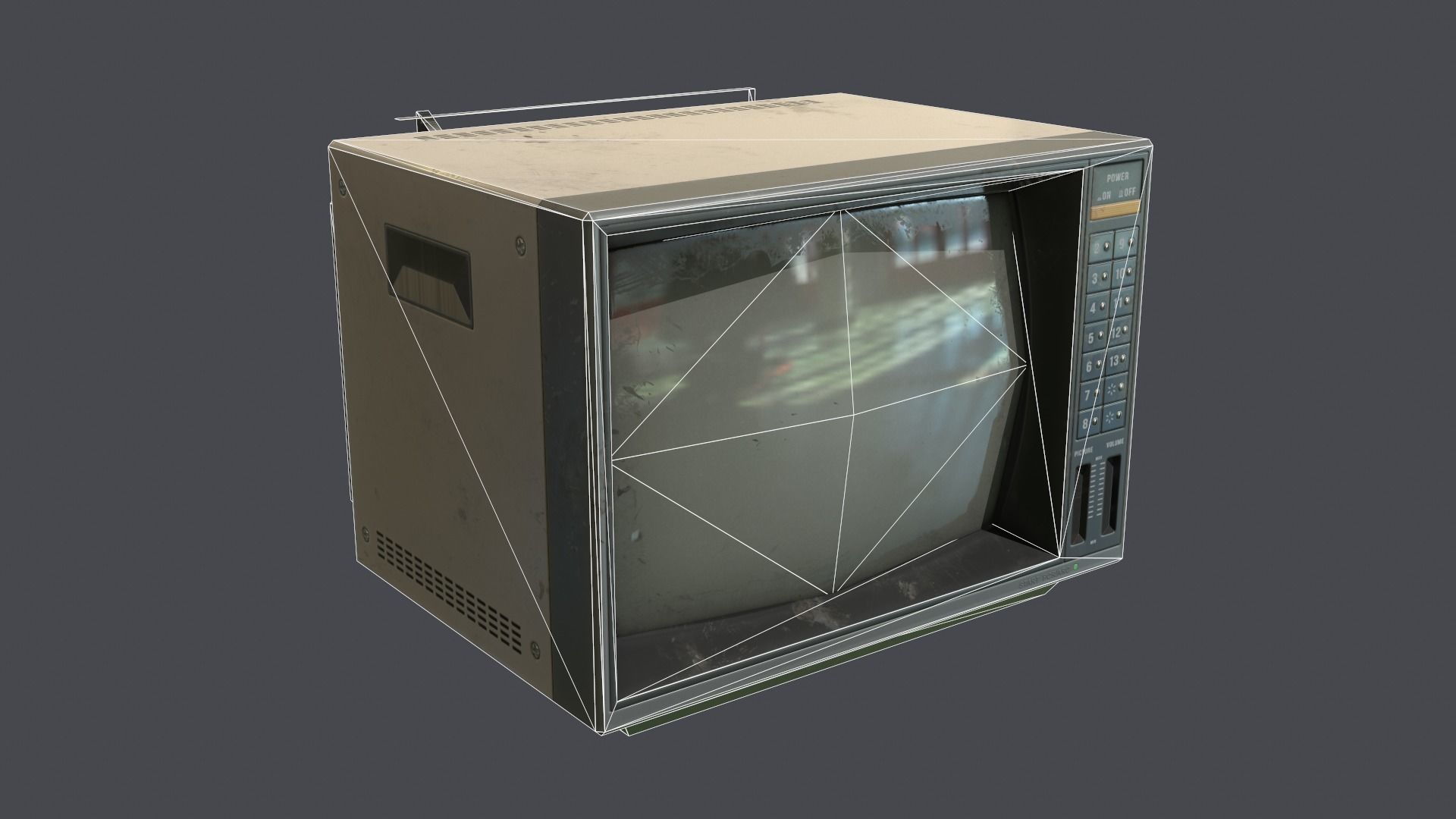 Television retro Low-poly 3D model_10