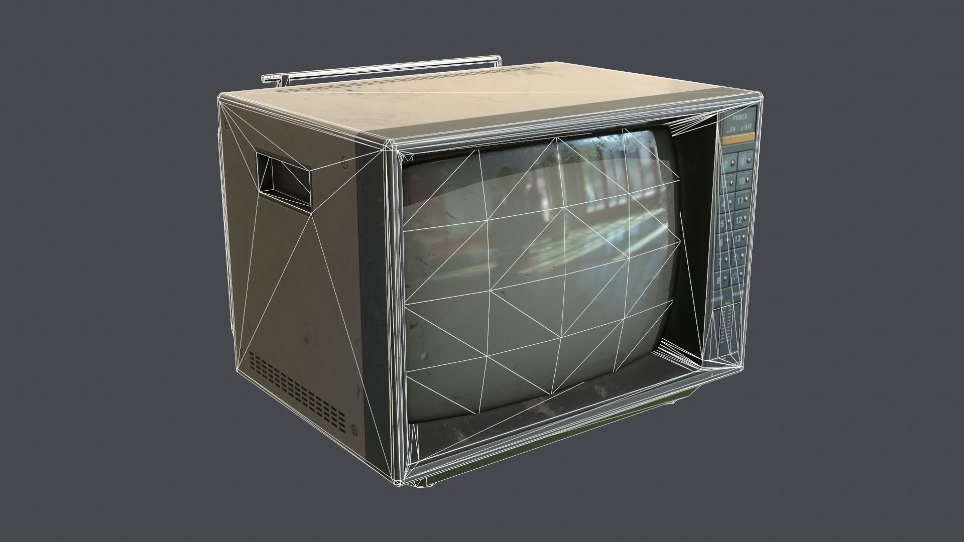 Television retro Low-poly 3D model_9