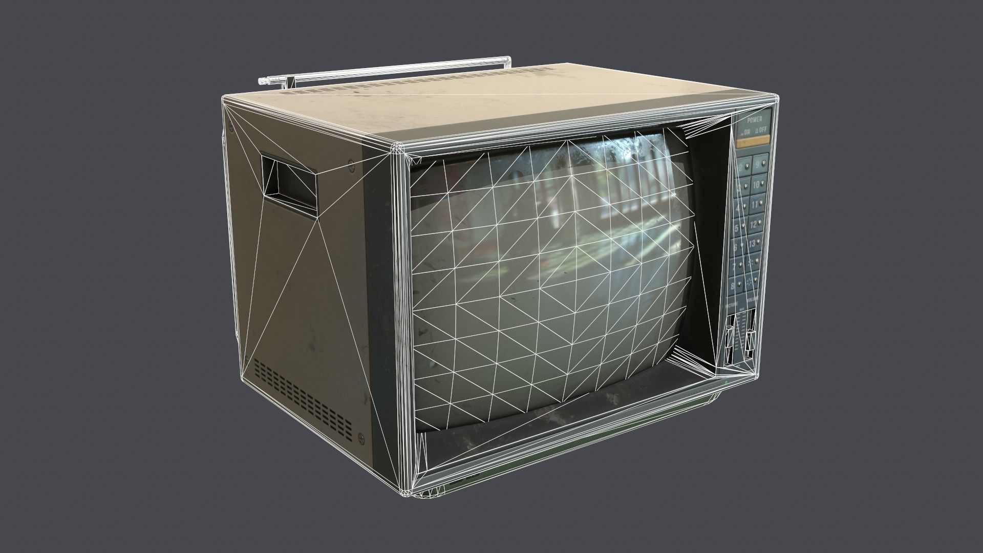 Television retro Low-poly 3D model_8