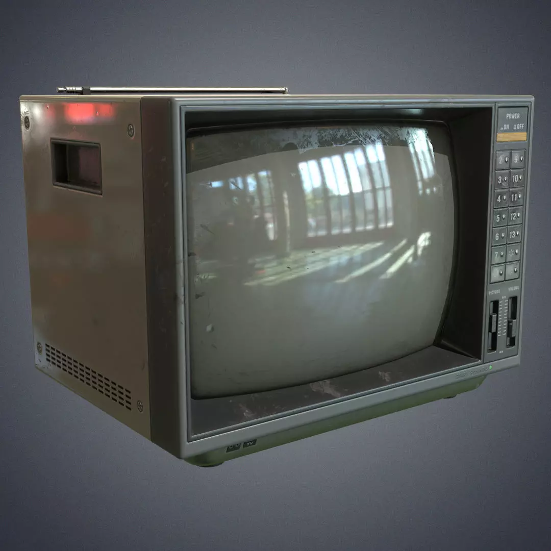 Television retro Low-poly 3D model_0