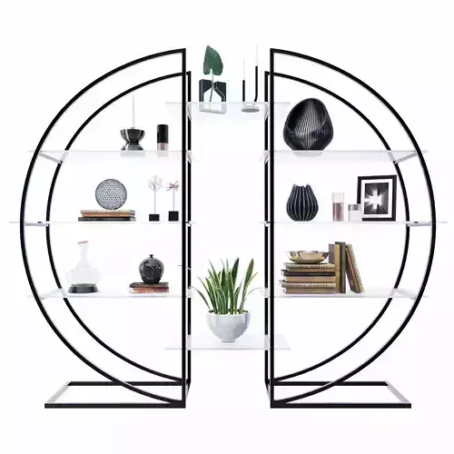 Shelf 3D model circular with plants 3D model