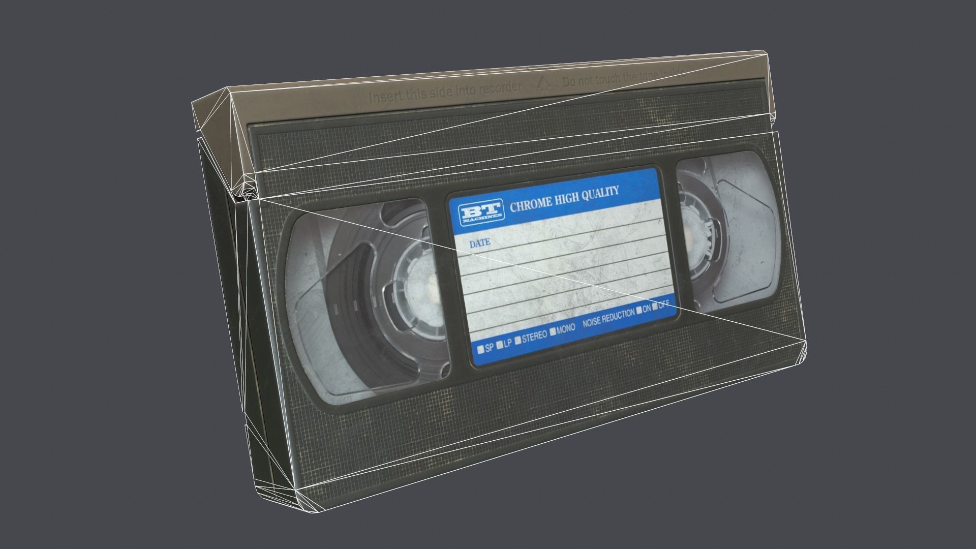 Video cassette retro Low-poly 3D model_7