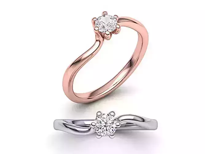 Six-Claw Compass Twist Solitaire ring  3d model