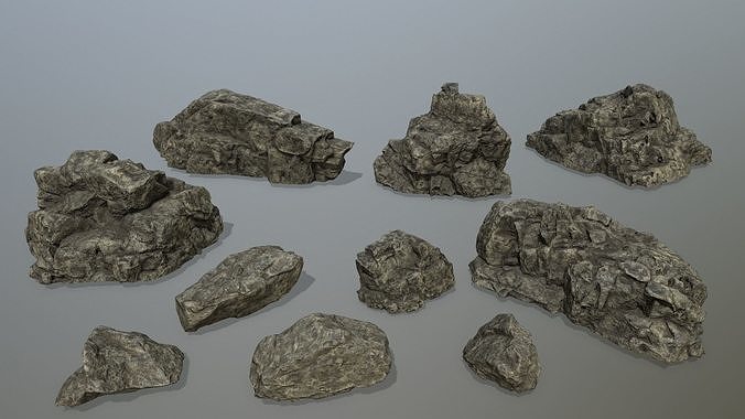 rocks set rock Low-poly 3D model
