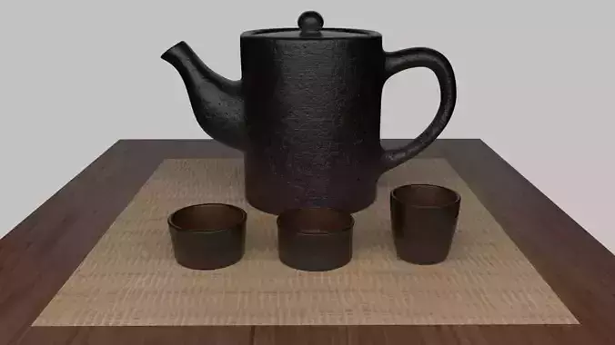Tea Scene Low-poly 3D model