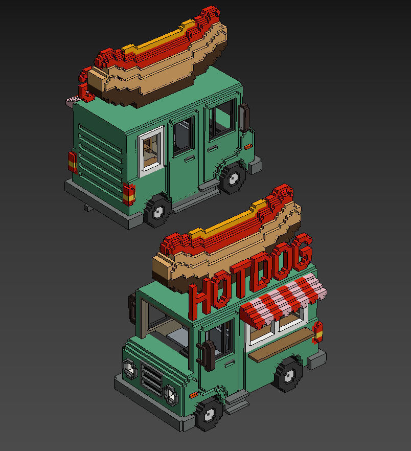 Voxel Vehicles Pack 24 Vehicles Low-poly 3D model_44