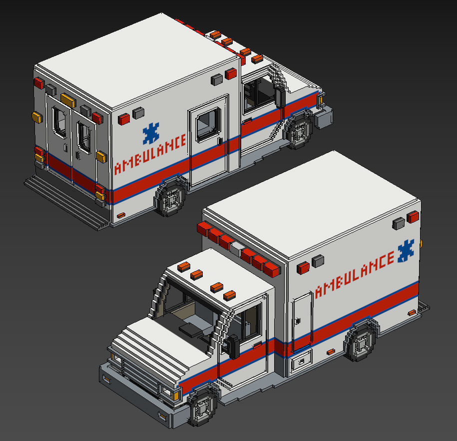 Voxel Vehicles Pack 24 Vehicles Low-poly 3D model_26