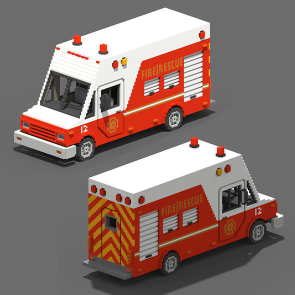Voxel Vehicles Pack 24 Vehicles Low-poly 3D model_9
