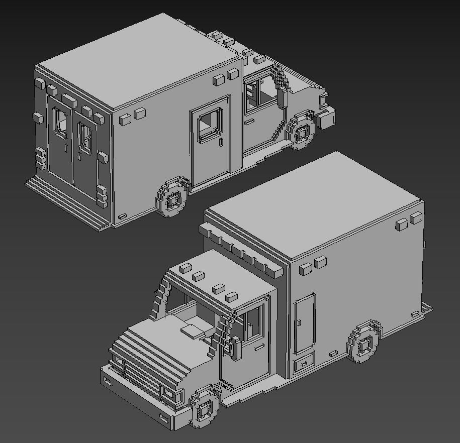 Voxel Vehicles Pack 24 Vehicles Low-poly 3D model_27
