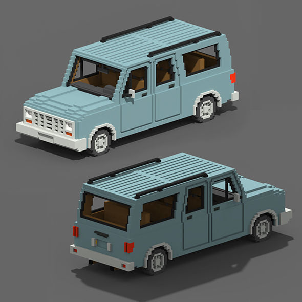 Voxel Vehicles Pack 24 Vehicles Low-poly 3D model_10