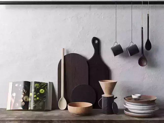 Utensils Set with Book 3D model
