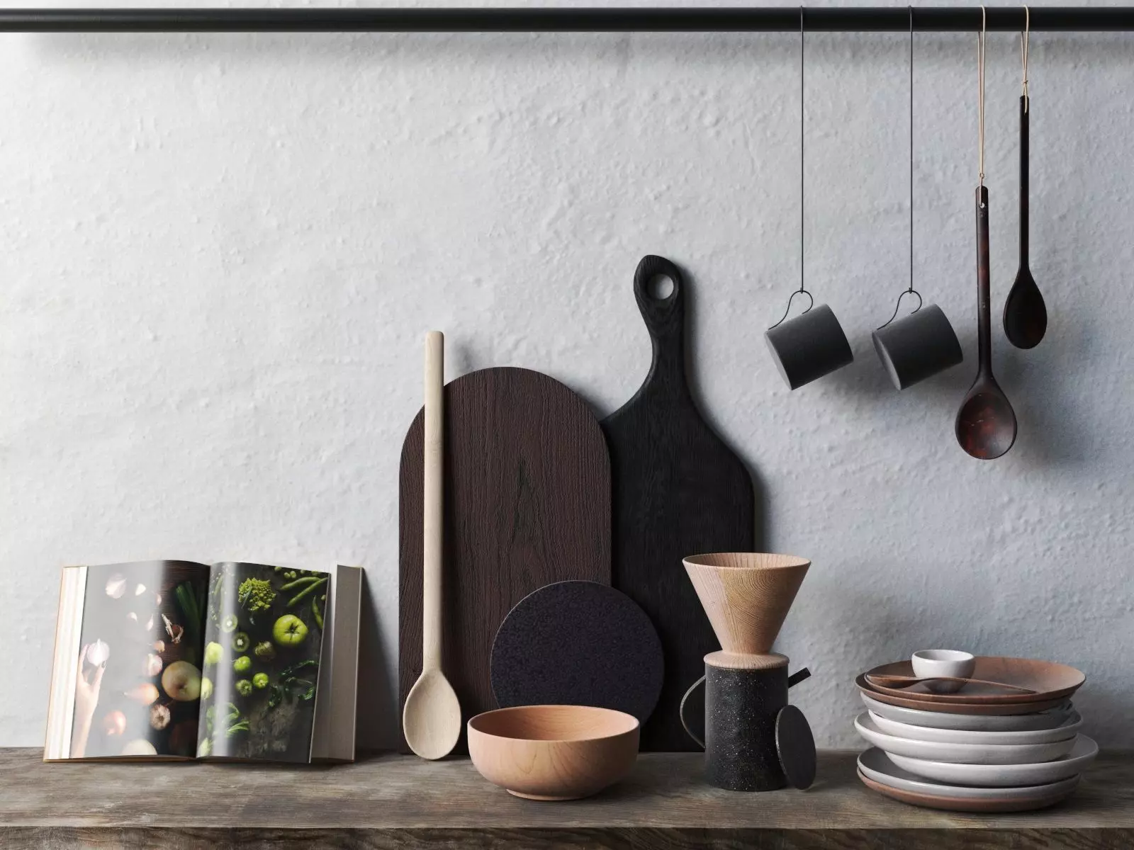 Utensils Set with Book 3D model_0